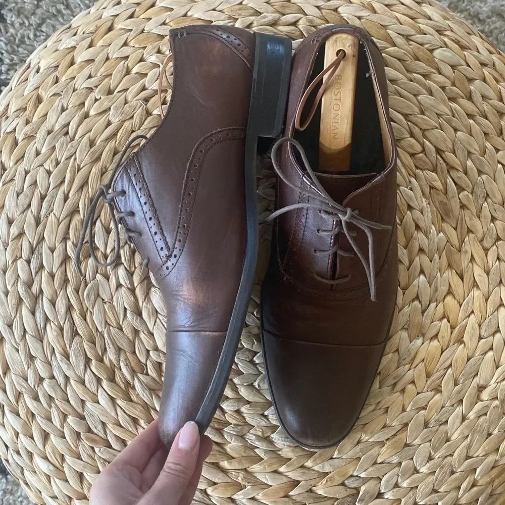 Original Penguin Premium Brown Leather Oxfords - Picture 4 of 8